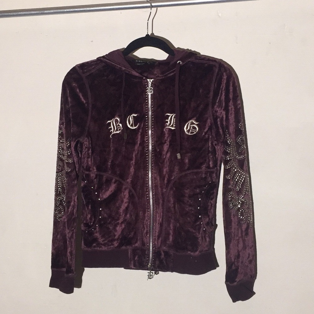 BCBG velvet track zip up hoodie
